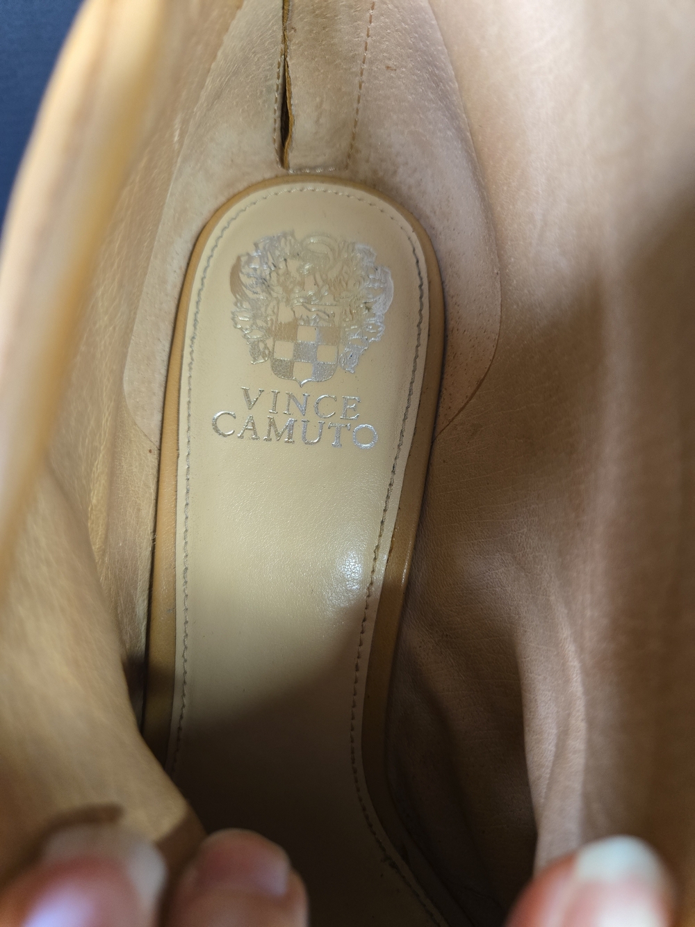 Vince Camuto Amber Peep Toe Booties in Camel/Tan Leather Size 11 - Picture 10 of 15
